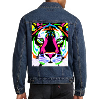 Limited Edition Neon Tiger Close Up Men Denim Jacket | Artistshot