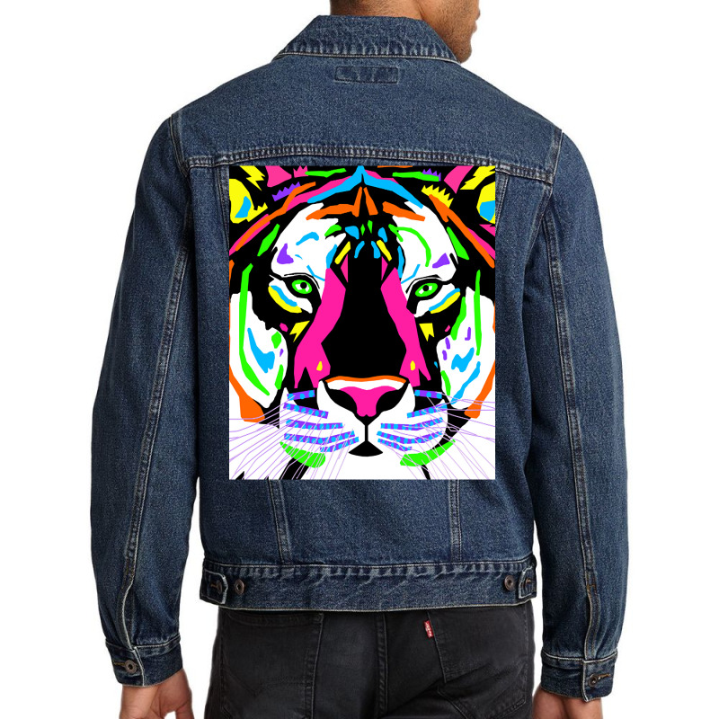 Limited Edition Neon Tiger Close Up Men Denim Jacket by Ledford Leslie | Artistshot