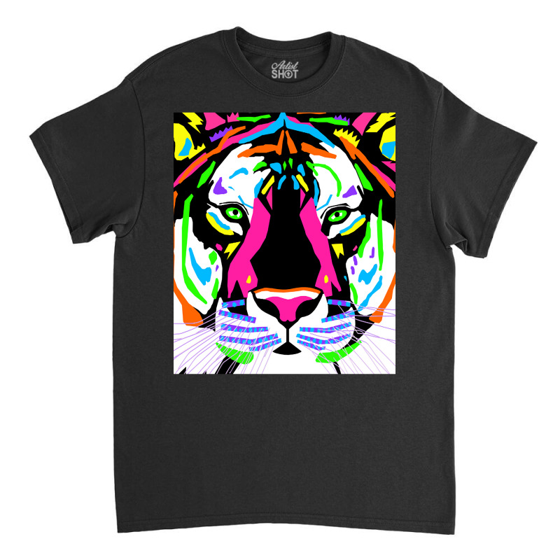 Limited Edition Neon Tiger Close Up Classic T-shirt by Ledford Leslie | Artistshot