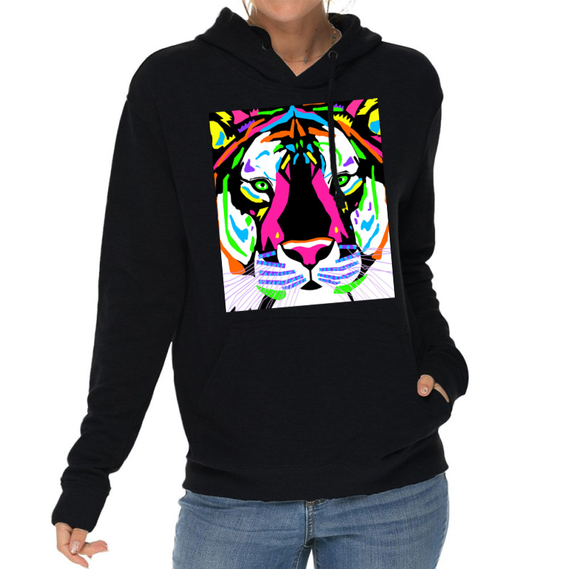 Limited Edition Neon Tiger Close Up Lightweight Hoodie by Ledford Leslie | Artistshot