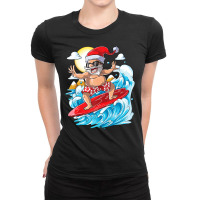 Christmas In July Santa Surf Hawaiian Men Summer Surfing Ladies Fitted T-shirt | Artistshot