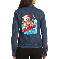 Christmas In July Santa Surf Hawaiian Men Summer Surfing Ladies Denim Jacket | Artistshot