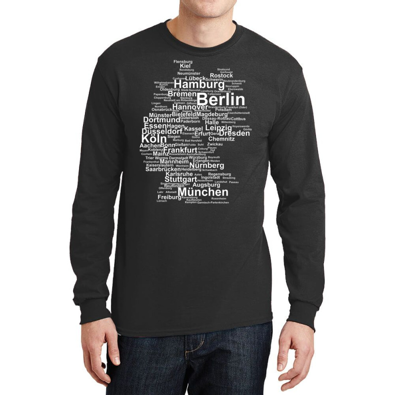 Germany Map Silhouette Towns Cities Berlin Hamburg Travel Premium T Sh Long Sleeve Shirts | Artistshot