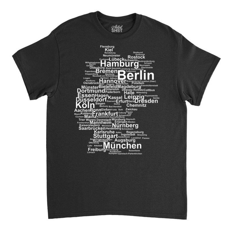 Germany Map Silhouette Towns Cities Berlin Hamburg Travel Premium T Sh Classic T-shirt | Artistshot