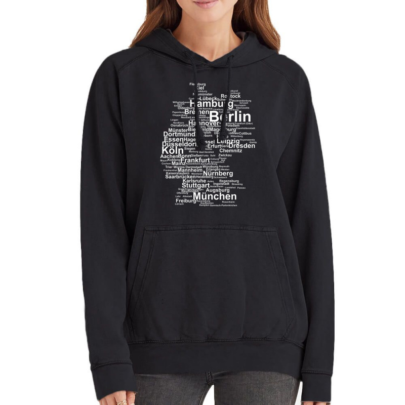 Germany Map Silhouette Towns Cities Berlin Hamburg Travel Premium T Sh Vintage Hoodie | Artistshot