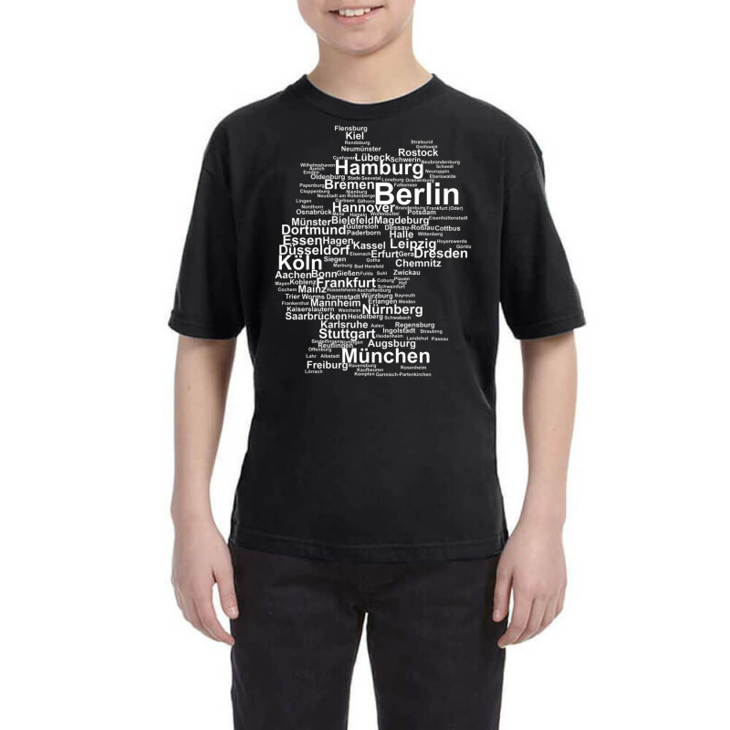 Germany Map Silhouette Towns Cities Berlin Hamburg Travel Premium T Sh Youth Tee | Artistshot