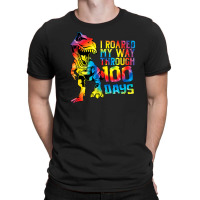 Dino T Rex I Roared My Way Through 100 Days Tie Dye Shirt T-shirt | Artistshot