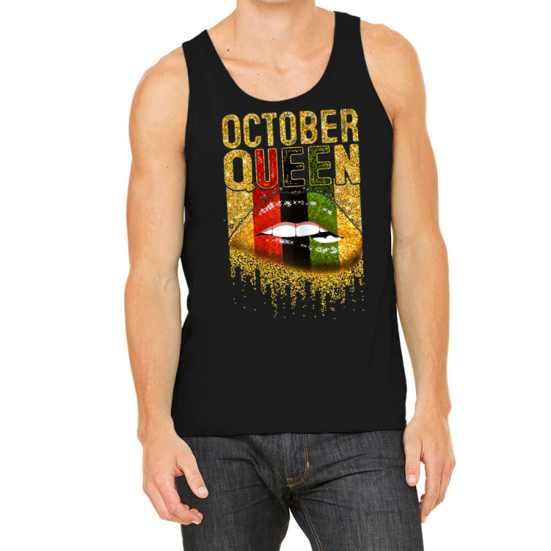 Womens October  Girl Birthday Gold Lips Black African American Tank Top | Artistshot