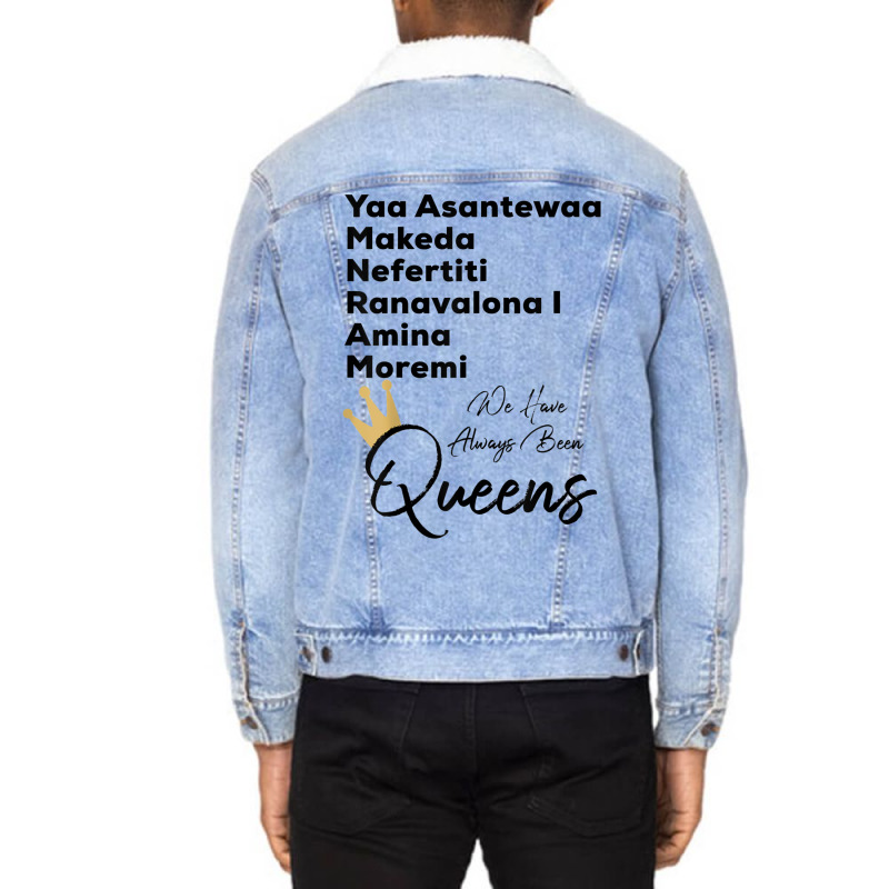 Yaa Makeda Nefertiti Ranavalona Amina Moremi S History _002 Unisex Sherpa-lined Denim Jacket | Artistshot