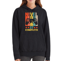 37th Birthday Spanish Nivel 37 Cumpleaños 37 Años Español T Shirt Vintage Hoodie | Artistshot