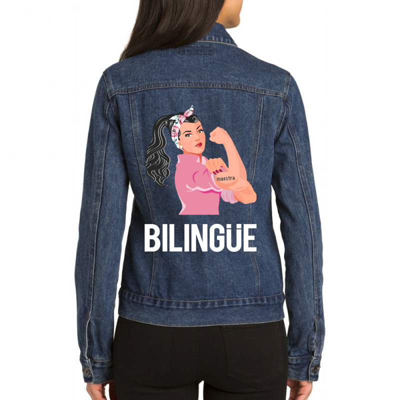 Maestra Bilingue Bilingual Spanish Teacher Ladies Denim Jacket by thuhuong | Artistshot