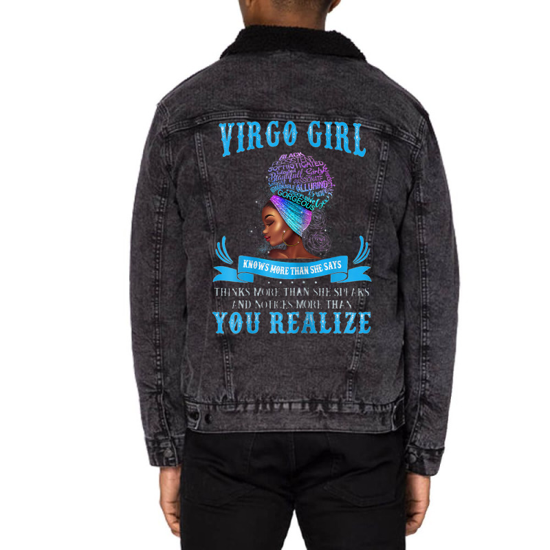 Womens Virgo Girl September August  Birthday Zodiac Womens _002 Unisex Sherpa-lined Denim Jacket | Artistshot