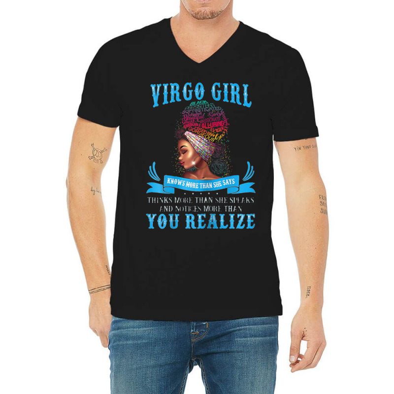 Womens Virgo Girl September August Black Girl Magic Zodiac Bday V-neck Tee | Artistshot