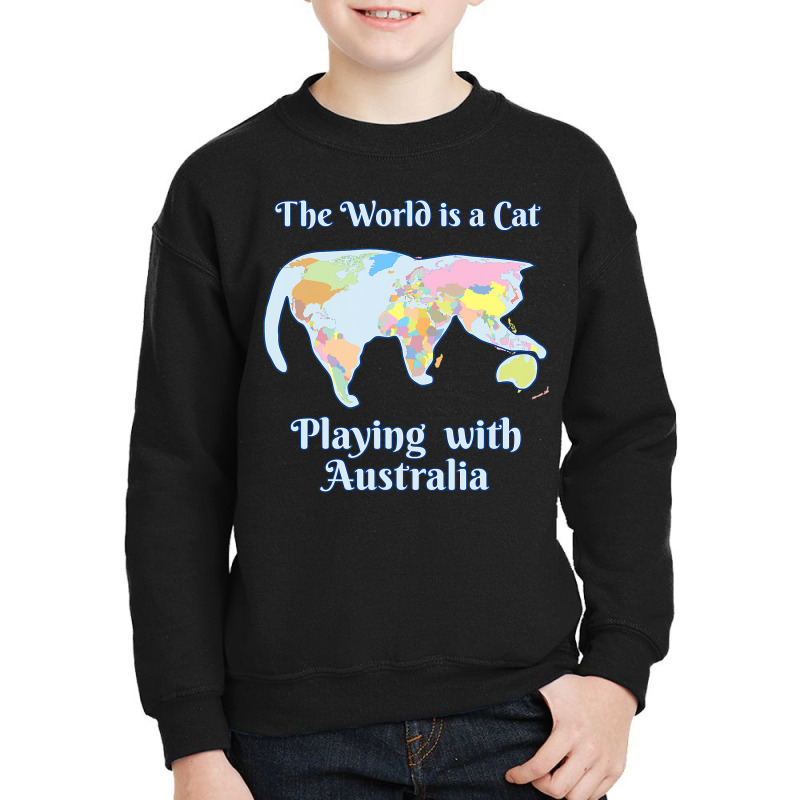 Funny World Is A Cat Playing Map Youth Sweatshirt | Artistshot