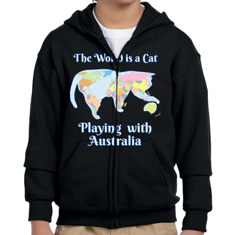 Funny World Is A Cat Playing Map Youth Zipper Hoodie | Artistshot