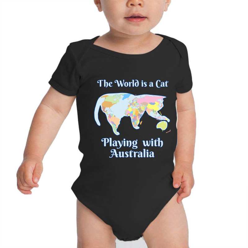 Funny World Is A Cat Playing Map Baby Bodysuit | Artistshot