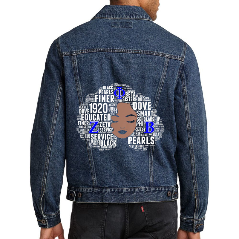 Womens Zeta 1920 African Women Educated Dove Afro Hair Words _002 Men Denim Jacket | Artistshot