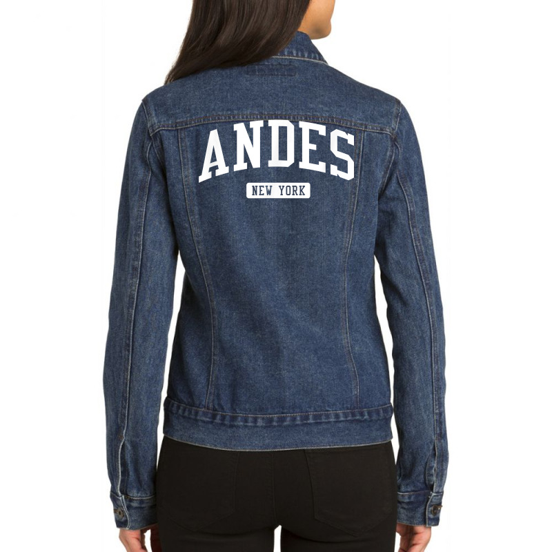 Andes New York Ny College University Sports Style T Shirt Ladies Denim Jacket by jessamynb4pru | Artistshot