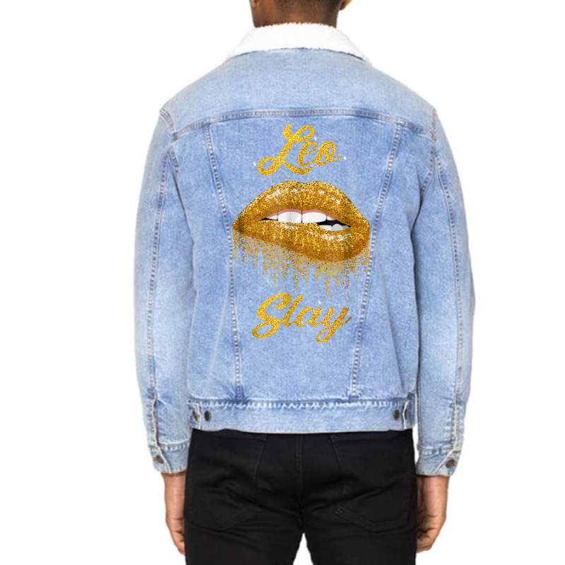 Zodiac Leo Slay Lip T Shirt Unisex Sherpa-lined Denim Jacket | Artistshot