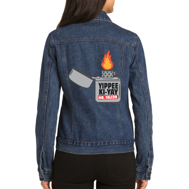 Trending Yippee Ki-yay Mr. Falcon Ladies Denim Jacket by macklinsampson | Artistshot