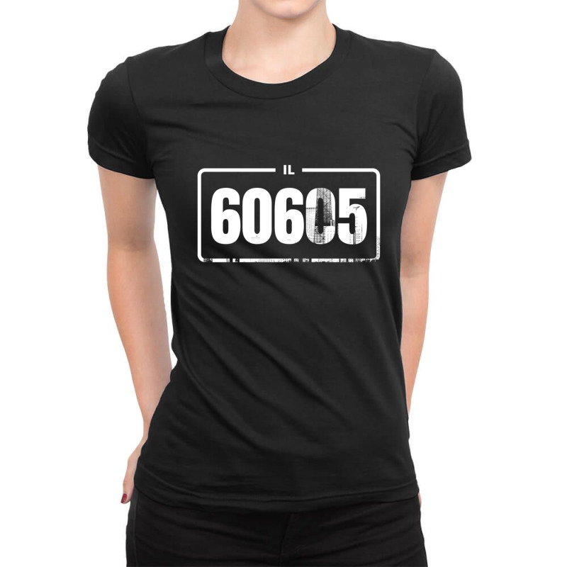 Illinois 60605 Zipcode White 1 Ladies Fitted T-Shirt by AmberKelsey | Artistshot