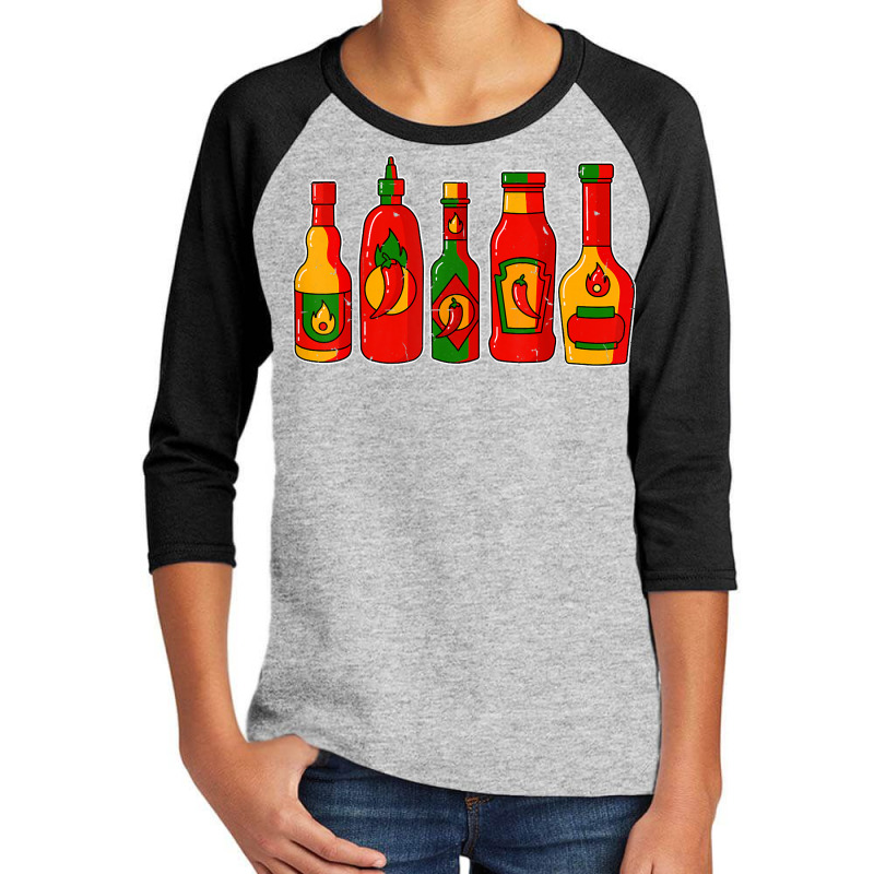 Chili Hot Sauce Latin Food Tee Spicy Hot Mexican Food Lover T Shirt Youth 3/4 Sleeve by shmonotpv4s | Artistshot