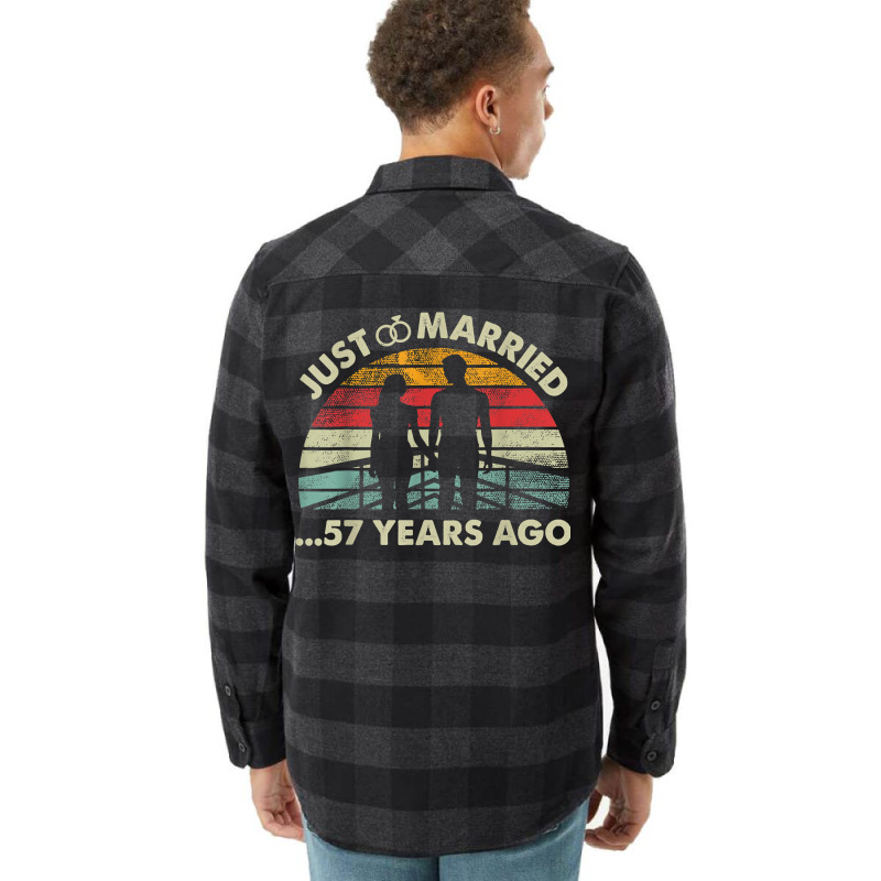 Retro Just Married 57 Years Ago   57th Wedding Anniversary T Shirt Flannel Shirt | Artistshot