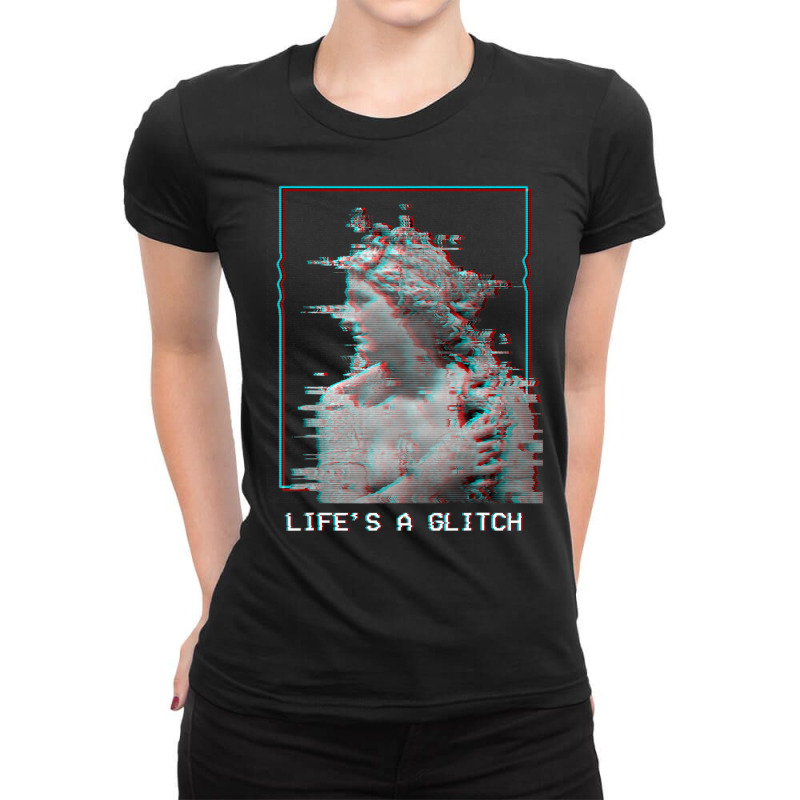 Limited Edition Life's A Glitch Vaporwave 80s 90s Aesthetic Greek Stat Ladies Fitted T-Shirt by haodinhvan1 | Artistshot