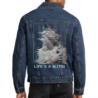 Limited Edition Life's A Glitch Vaporwave 80s 90s Aesthetic Greek Stat Men Denim Jacket | Artistshot