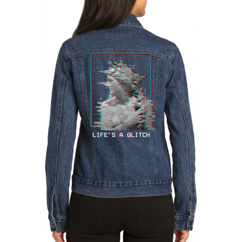 Limited Edition Life's A Glitch Vaporwave 80s 90s Aesthetic Greek Stat Ladies Denim Jacket by haodinhvan1 | Artistshot