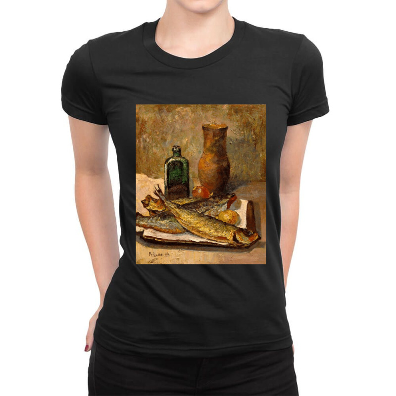 Still Life With Fish. Original Impressionism Realism Oil Painting 1 Ladies Fitted T-Shirt by AmandaGoodrich | Artistshot