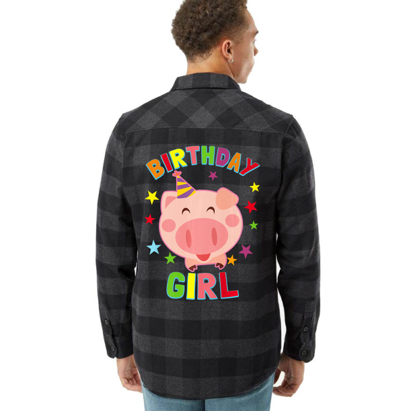 Girl Birthday Pig Bday Party Kids Gift For Girls Cute Piggy Premium Flannel Shirt | Artistshot