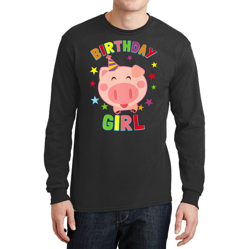 Girl Birthday Pig Bday Party Kids Gift For Girls Cute Piggy Premium Long Sleeve Shirts | Artistshot