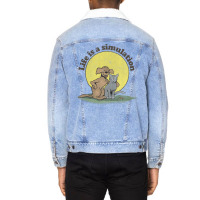 Life Is A Simulation Faded Style Nihilist Design Unisex Sherpa-lined Denim Jacket | Artistshot