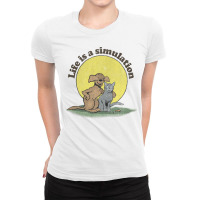 Life Is A Simulation Faded Style Nihilist Design Ladies Fitted T-shirt | Artistshot