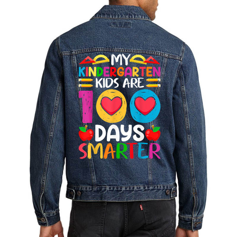 Funny 100 Days Of School And Still Poppin Kindergarten T Shirt Men Denim Jacket | Artistshot