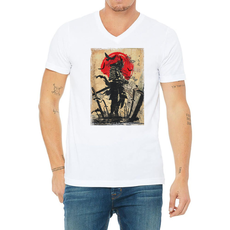 Samurai Warrior Bushido Code Japanese Swordsmen T Shirt V-Neck Tee by sarlesfo | Artistshot