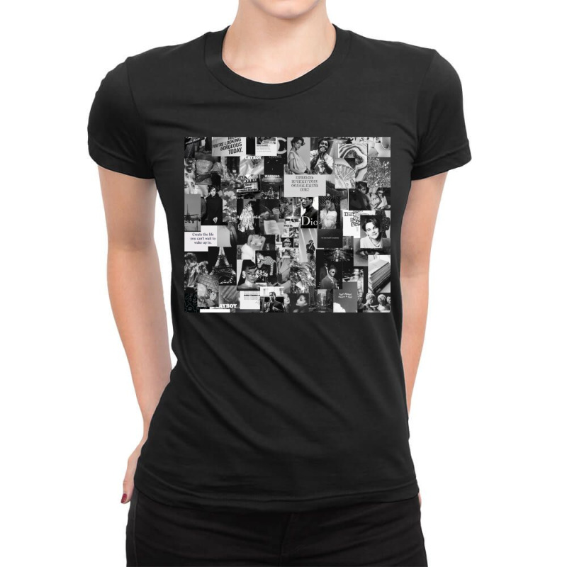 Black And White Aesthetic Collage Ladies Fitted T-Shirt by FaunBrown | Artistshot