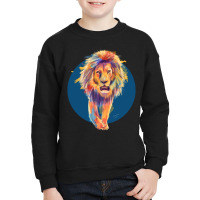 Trending The King, Blue Edition, Colorful Lion Illustration Youth Sweatshirt | Artistshot