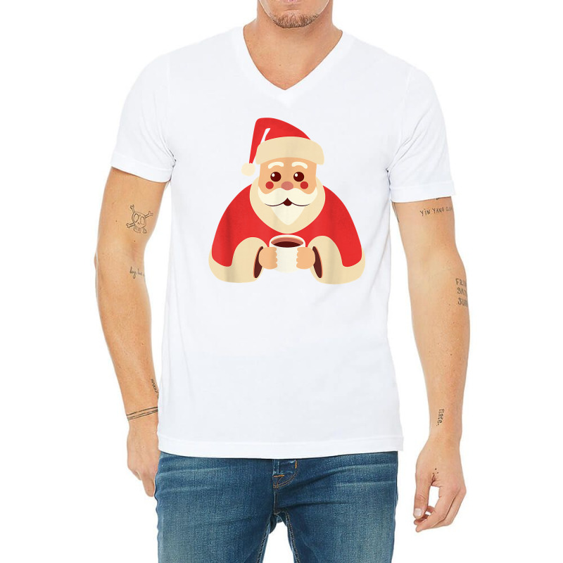 Santa Claus Warming Up With A Hot Chocolate, Christmas T Shirt V-neck Tee | Artistshot