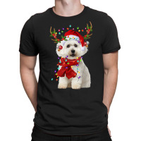 Santa Maltese Dog Reindeer Christmas Lights T Shirt T-shirt | Artistshot