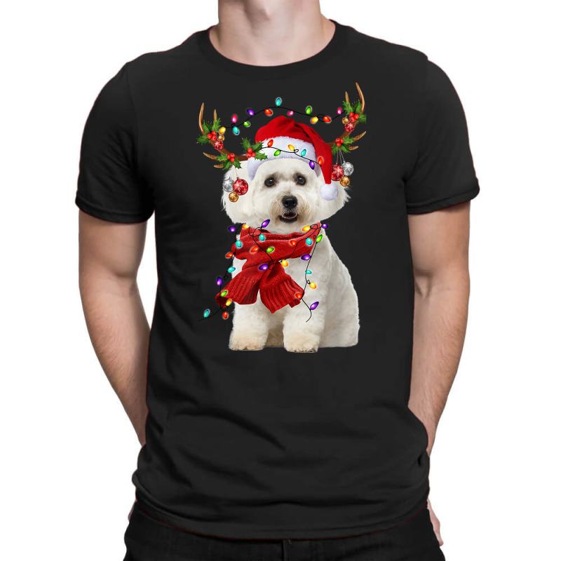 Santa Maltese Dog Reindeer Christmas Lights T Shirt T-shirt | Artistshot