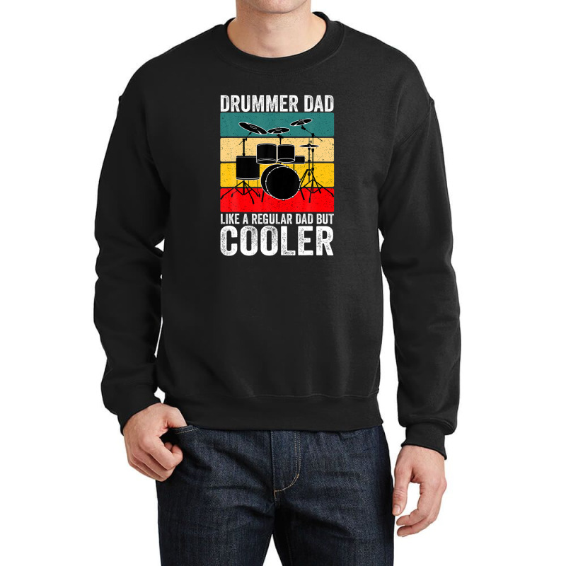 Mens Vintage Drummer Dad Like A Regular Dad For Parents' Day Crewneck Sweatshirt | Artistshot