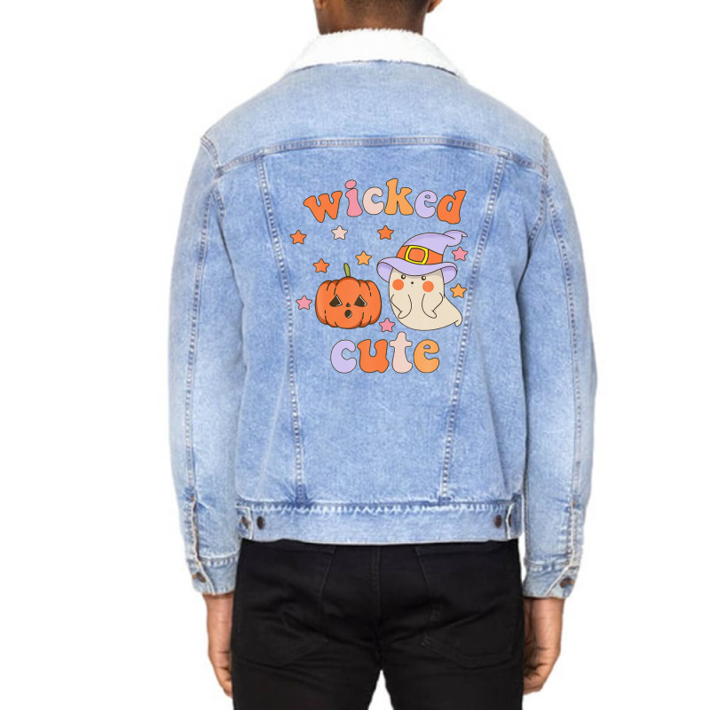 Wicked Cute Halloween For Women Men Kids Funny Ghost Pumpkin Unisex Sherpa-lined Denim Jacket | Artistshot