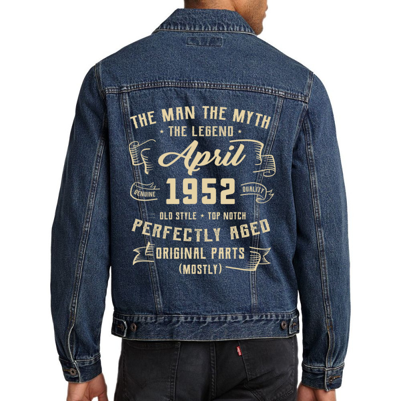 Trending Mens Man Myth Legend April 1952 70th Birthday Gift 70 Years O Men Denim Jacket | Artistshot