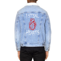 I Steal Hearts T Valentines Day Dinosaur Boys Kid (20) Unisex Sherpa-lined Denim Jacket | Artistshot