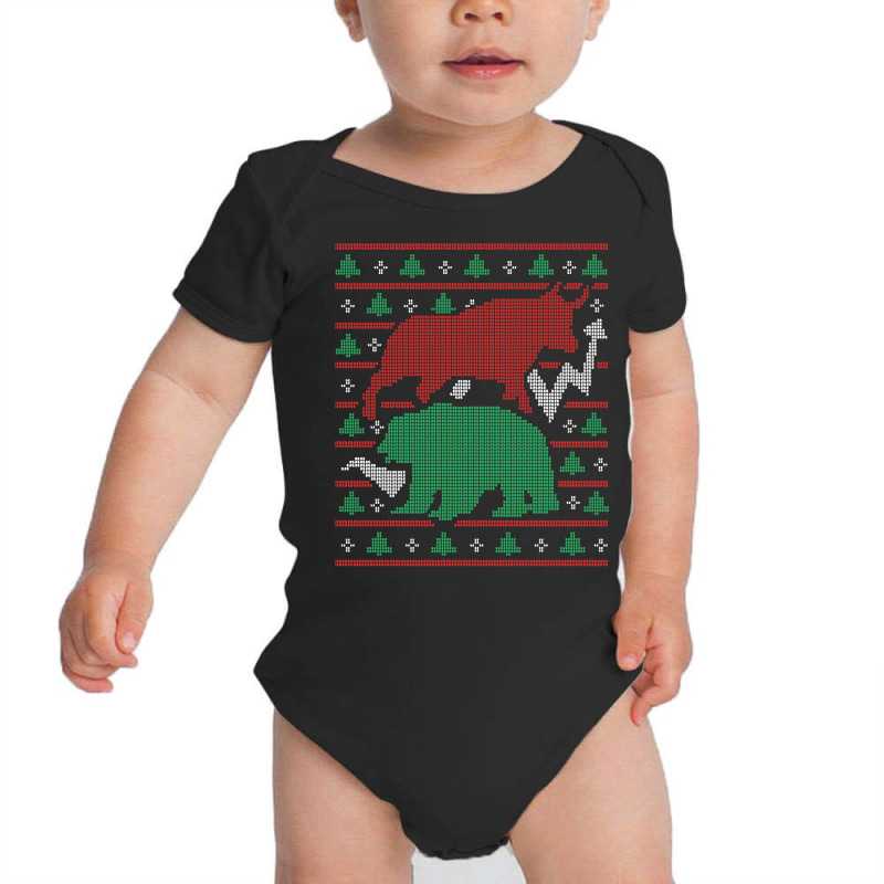 Bull And Bear Christmas Stock Market Investor Ugly Sweater Sweatshirt Baby Bodysuit by mehen | Artistshot