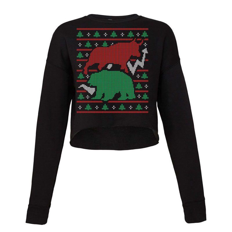 Bull And Bear Christmas Stock Market Investor Ugly Sweater Sweatshirt Cropped Sweater by mehen | Artistshot