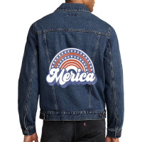 Hot Trend Merica Usa Rainbow America Retro Men Women Men Denim Jacket | Artistshot