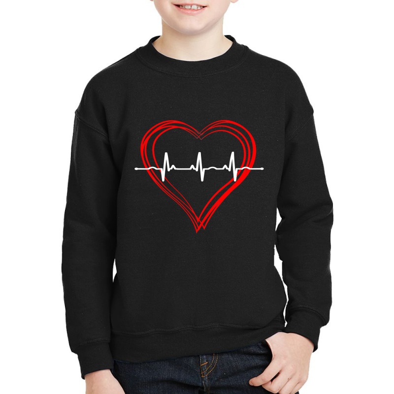 Ekg Heartbeat Love Cardiogram  Hollow Ecg Heart Youth Sweatshirt by PeterArtist | Artistshot